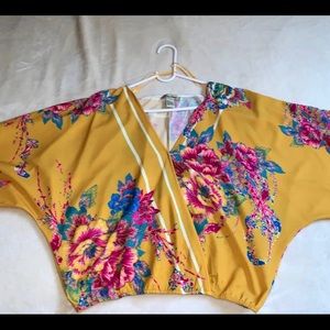 beautiful mustard yellow flowered blouse